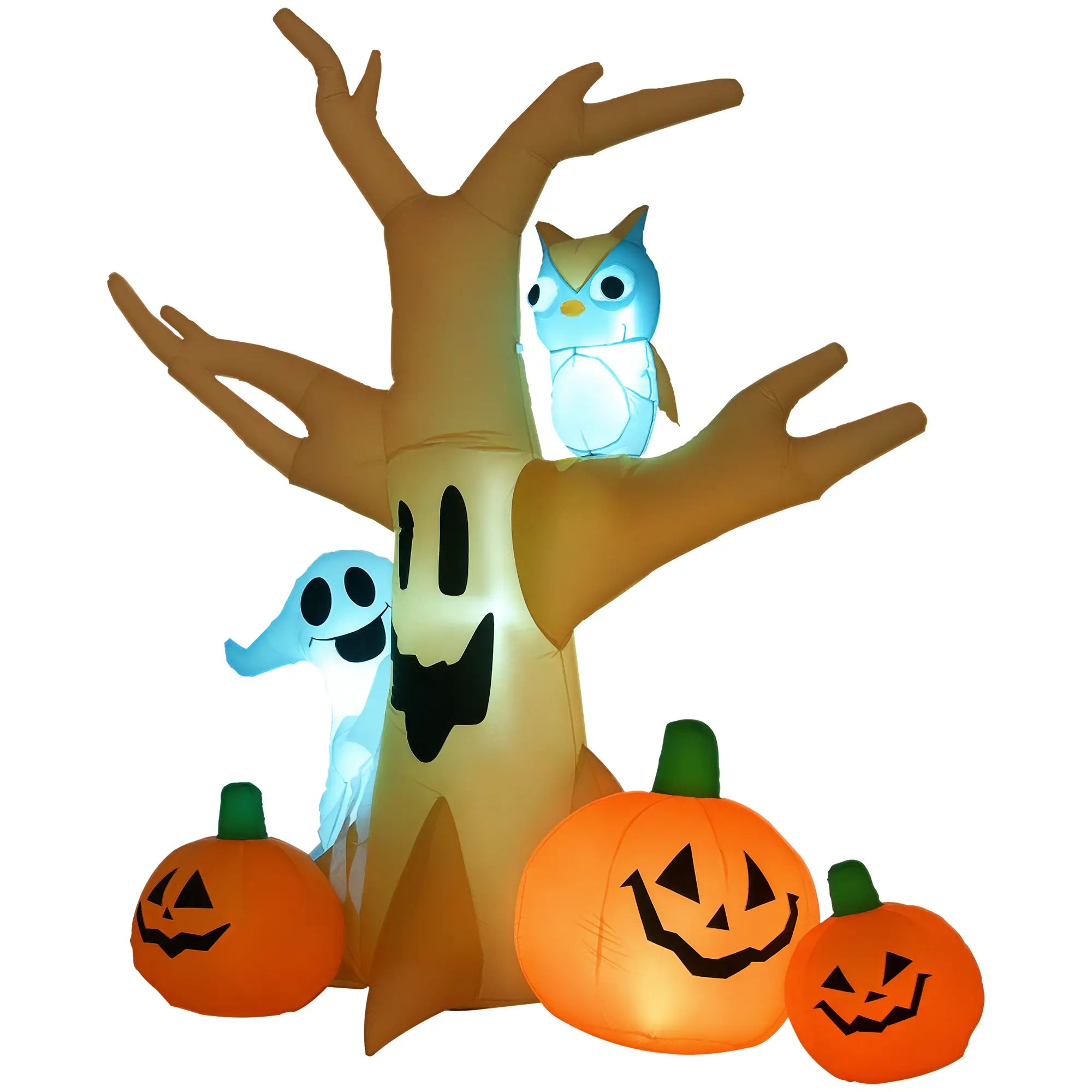 Inflatable Halloween Decoration, Haunted Tree with Owl, Ghost, Pumpkins, Outdoor LED Display, 6.5FT Halloween Decorations Brown at Gallery Canada