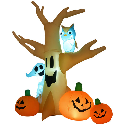 Inflatable Halloween Decoration, Haunted Tree with Owl, Ghost, Pumpkins, Outdoor LED Display, 6.5FT Halloween Decorations Brown at Gallery Canada