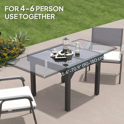 35"-71" Expandable Outdoor Table, Tempered Glass Top, Metal Frame, for 4-6 Person Patio Dinning Tables at Gallery Canada