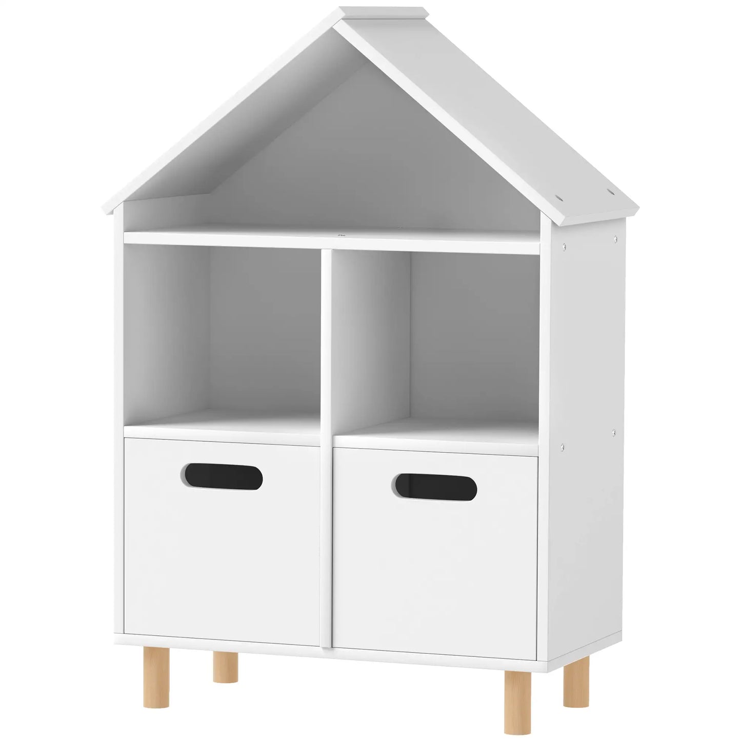 3 Tier Kids Bookshelf, 2 Drawers, for Bedroom, White Small Bookshelves White at Gallery Canada
