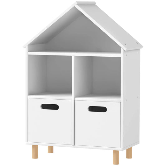 3 Tier Kids Bookshelf, 2 Drawers, for Bedroom, White Small Bookshelves White at Gallery Canada