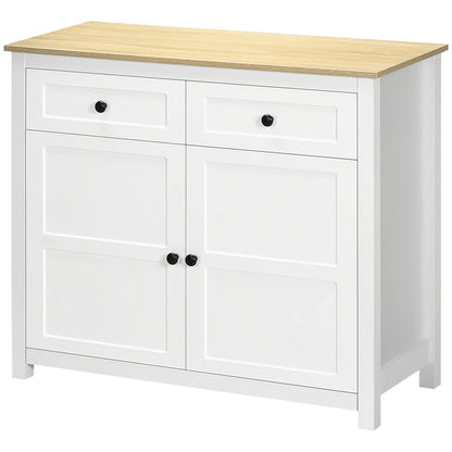 Modern Sideboard, Kitchen Storage Cabinet with Drawers, Adjustable Shelf, White Storage Cabinets White at Gallery Canada