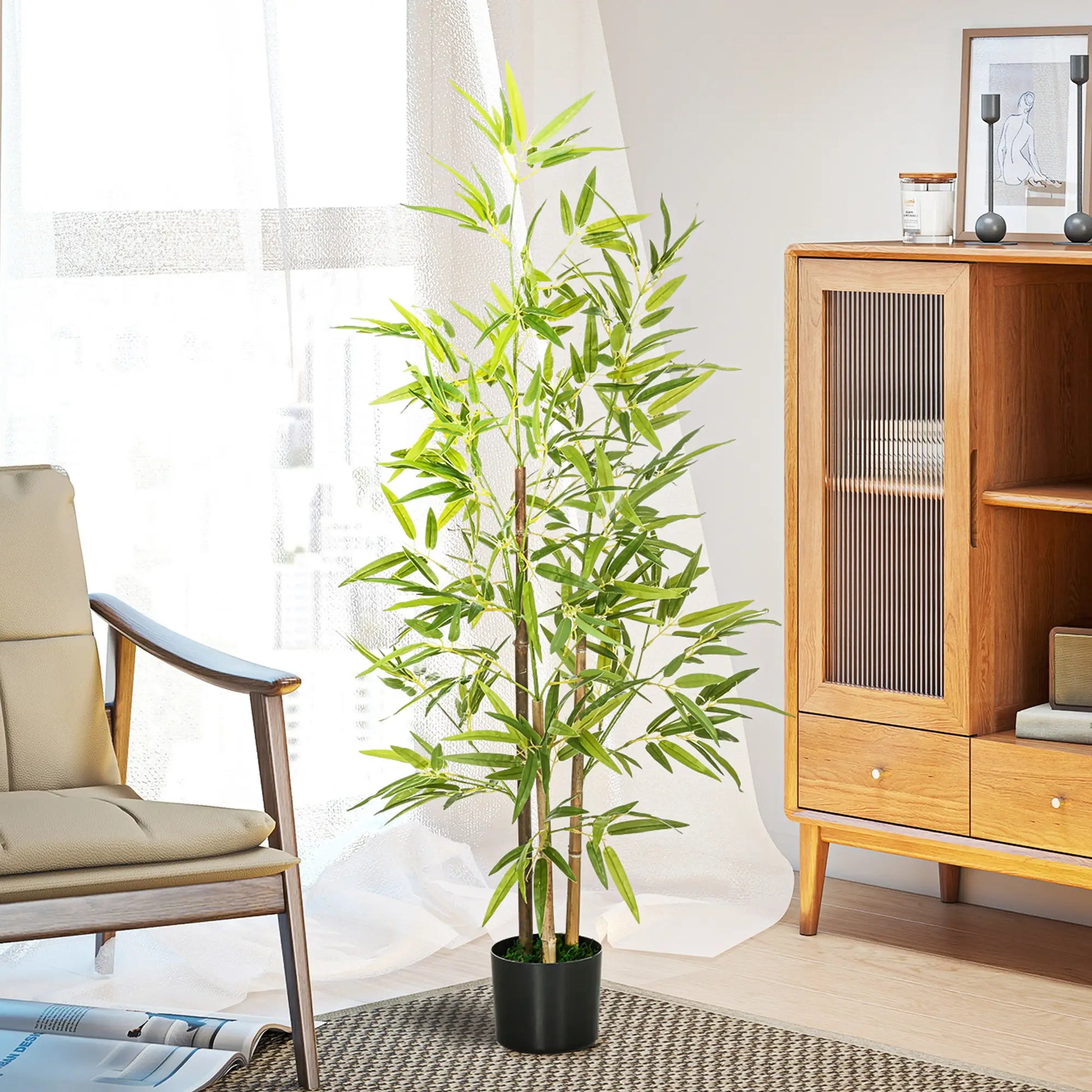 4ft Artificial Bamboo Tree with Pot, Indoor Home Office Decor Artificial Trees at Gallery Canada