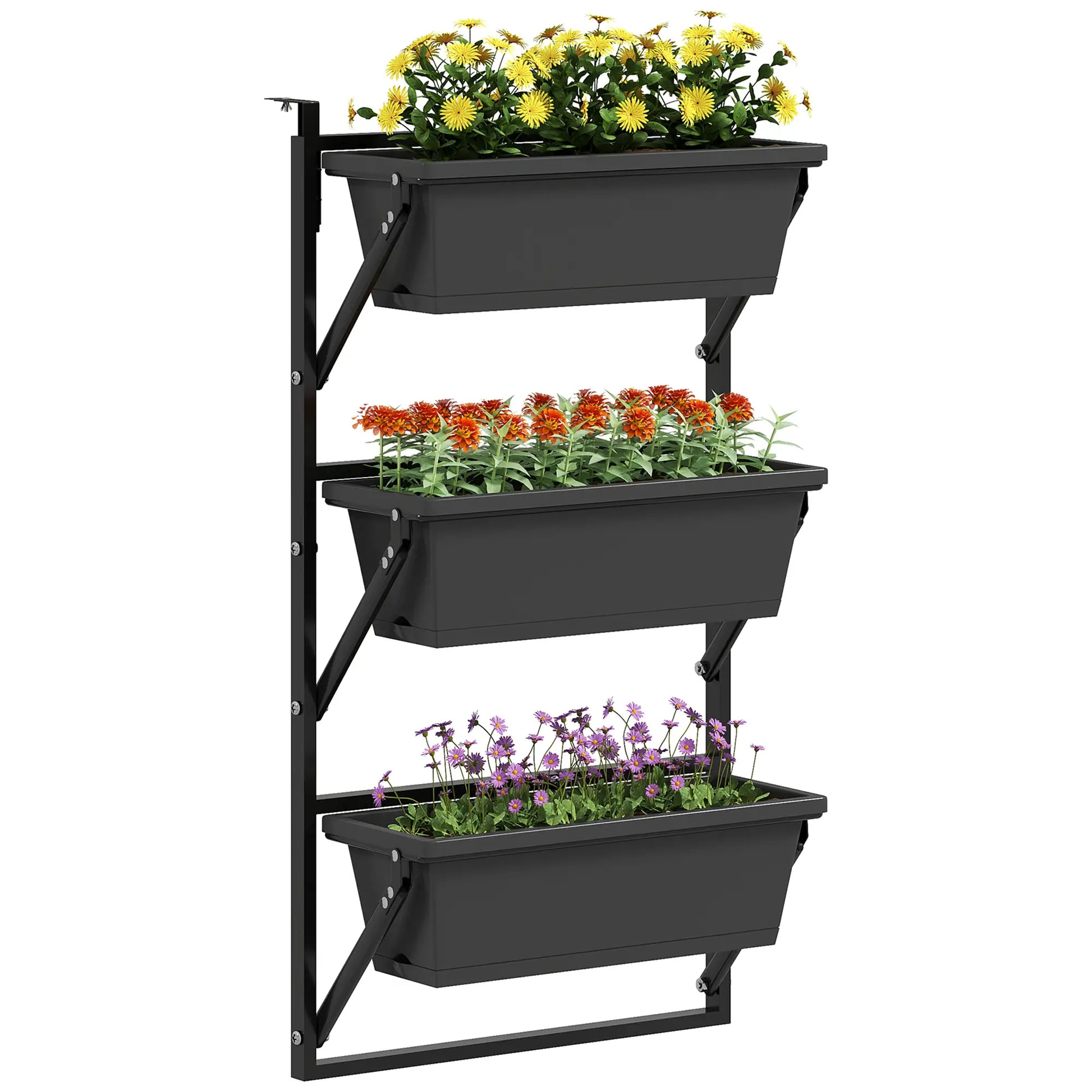 3-Tier Wall Planter Box, 3 Pots, Vertical Outdoor, Dark Grey Garden Accessories at Gallery Canada