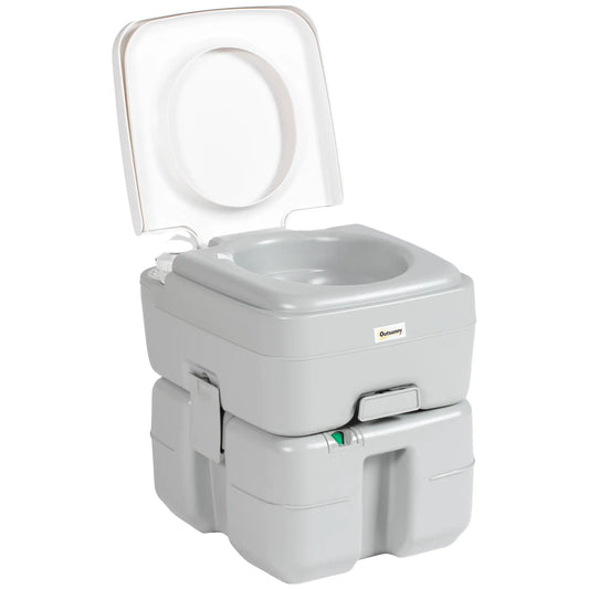 5.3 Gallon Portable Toilet, Level Indicator, Anti-Leak Pump, Camping, RV Camping Toilets Grey at Gallery Canada