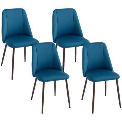 Velvet Dining Chairs Set of 4, Wood-Grain Steel Leg, Dark Blue Dining Chairs at Gallery Canada