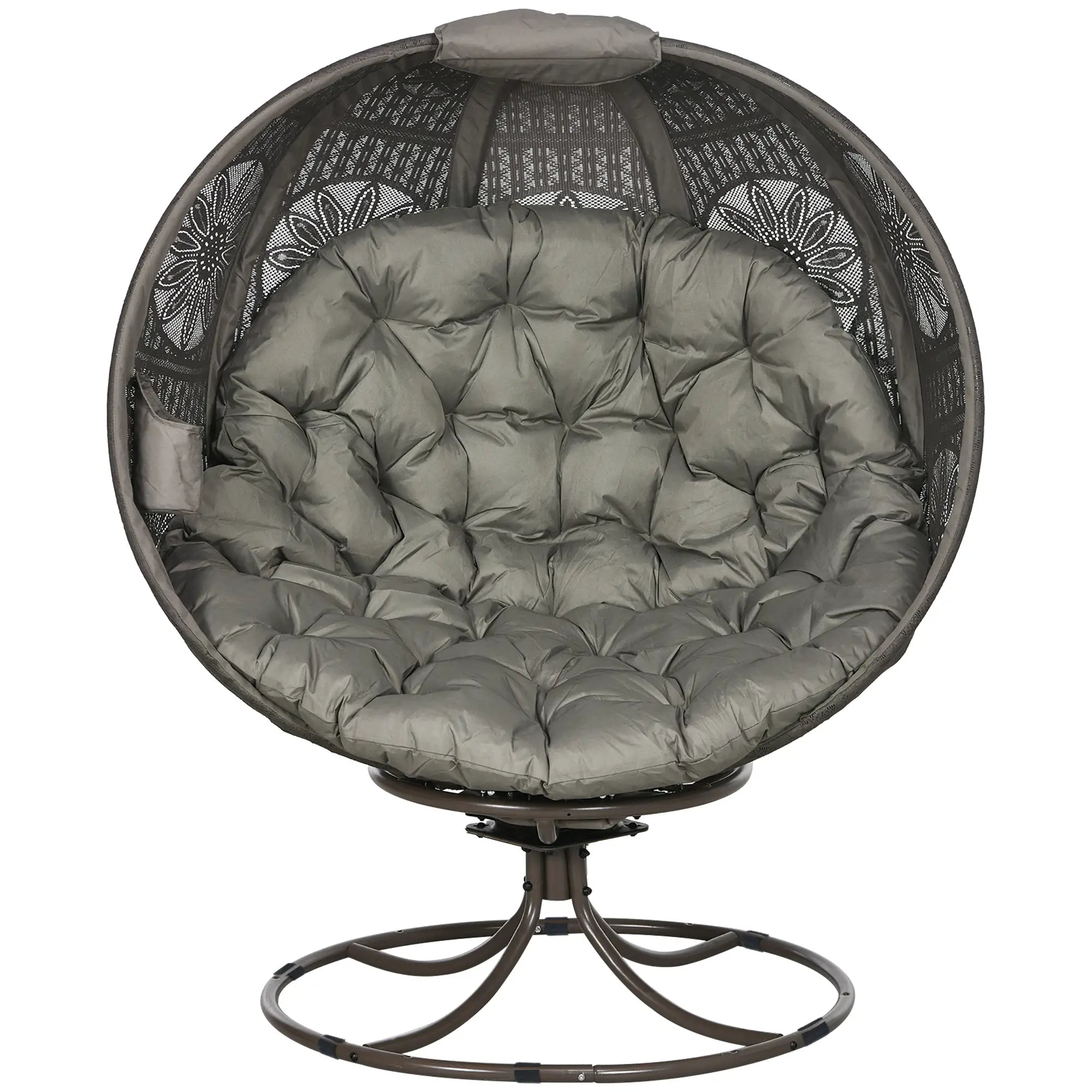 Patio Egg Chair, Swivel Base, Foldable, Large Seat Cushion, Cup Holder, Indoor Outdoor Patio Chairs Sand at Gallery Canada