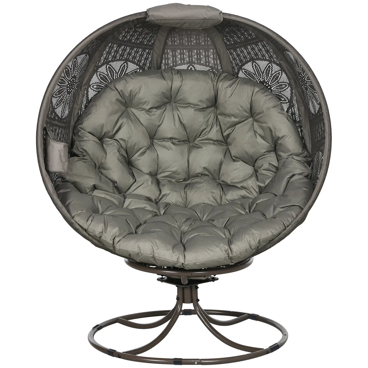 Patio Egg Chair, Swivel Base, Foldable, Large Seat Cushion, Cup Holder, Indoor Outdoor Patio Chairs Sand at Gallery Canada