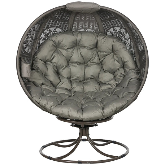 Patio Egg Chair, Swivel Base, Foldable, Large Seat Cushion, Cup Holder, Indoor Outdoor Patio Chairs Sand at Gallery Canada