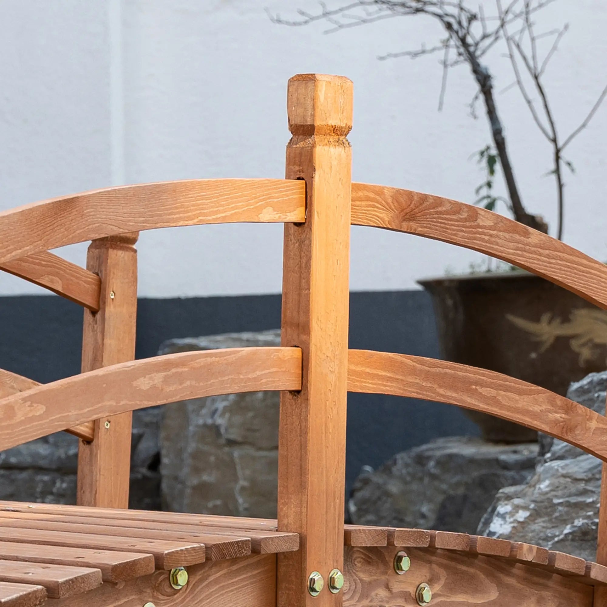 5FT Wooden Garden Bridge, Classic Arc Footbridge, Orange Garden Bridges at Gallery Canada