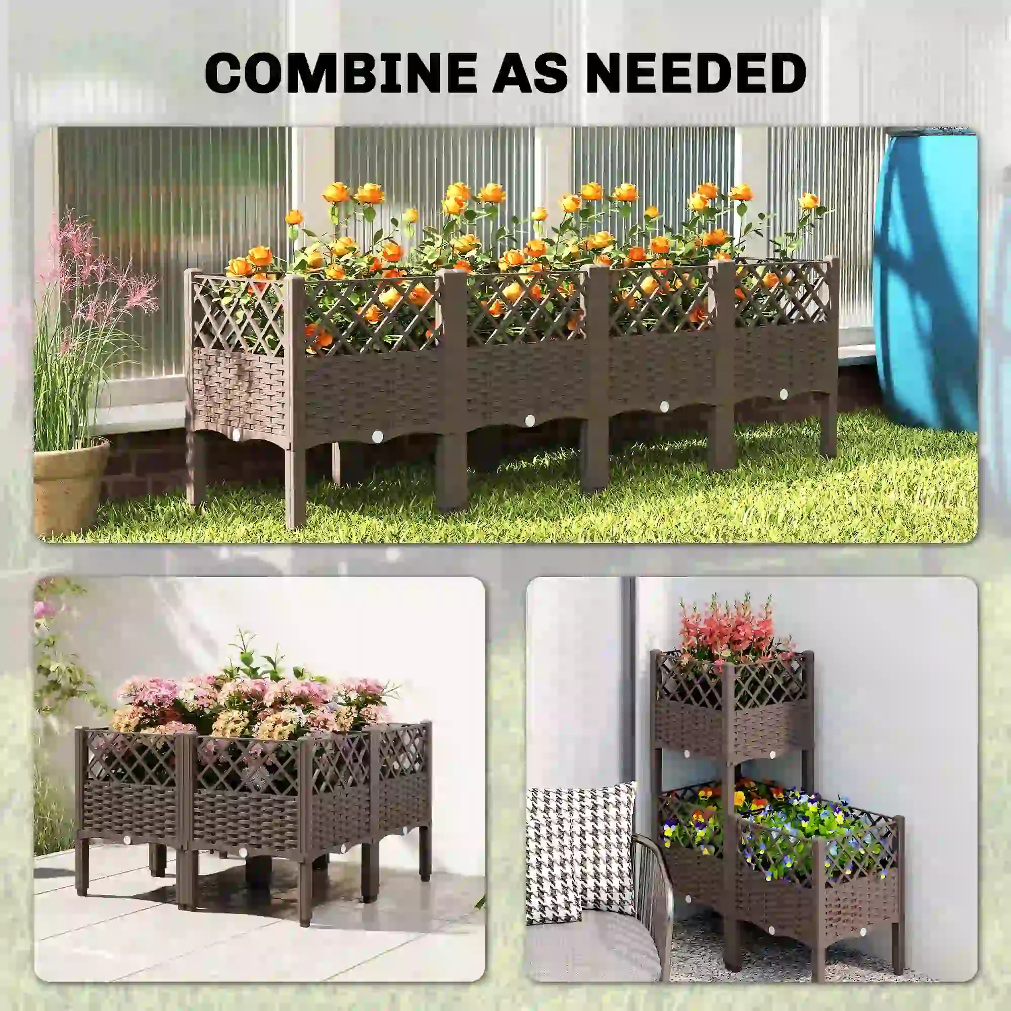 Raised Garden Bed With Legs, Self Watering Planter Box, 63