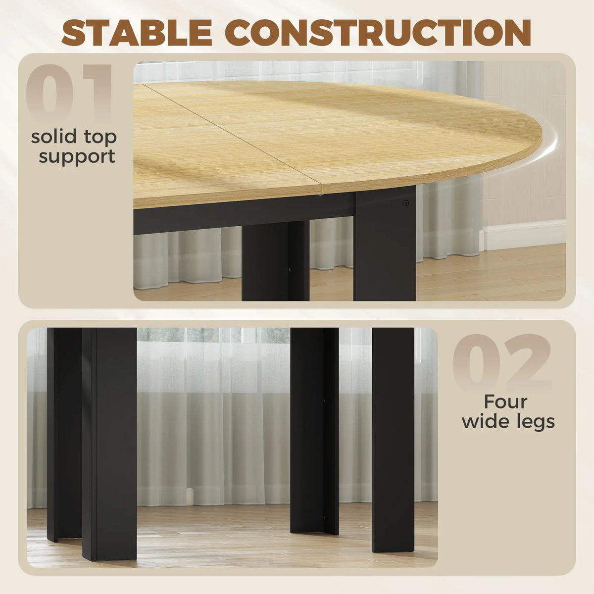 Extendable Round to Oval Dining Table, Oak Black, Black Dining Tables at Gallery Canada