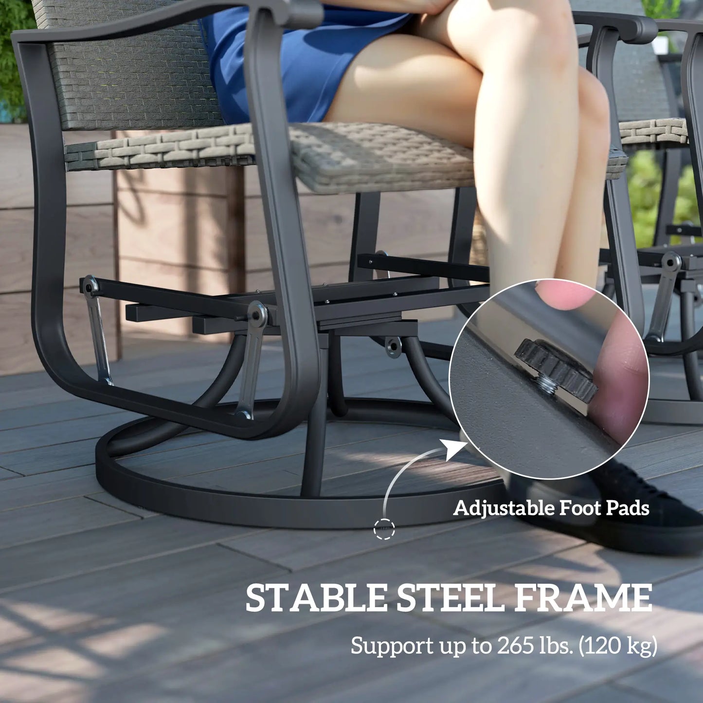Rattan Patio Glider, Wicker Outdoor Chair, Steel Frame, Grey Outdoor Gliders at Gallery Canada