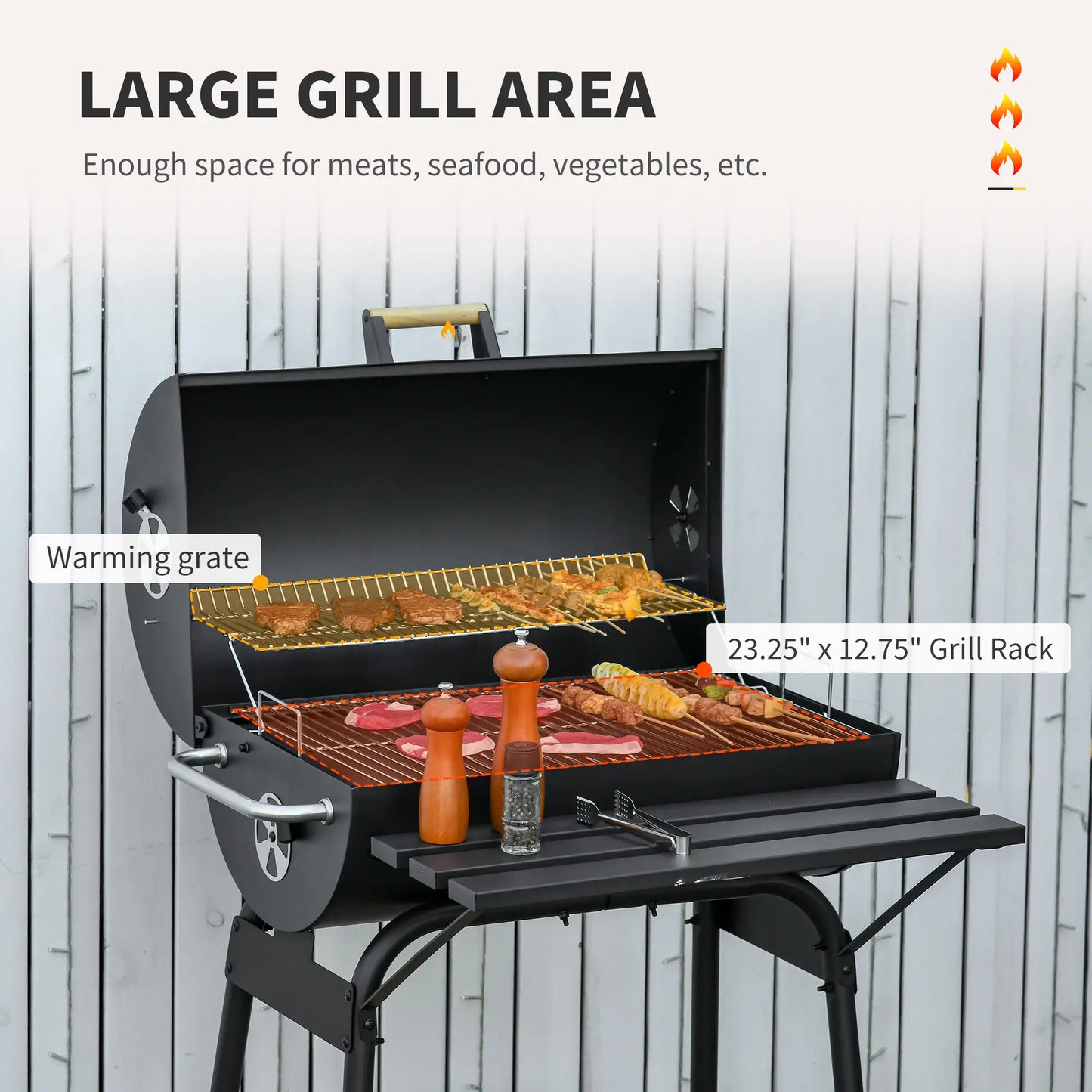 30" Charcoal Barbecue Grill With Wheels, Adjustable Rack, Storage Shelf, Charcoal Charcoal BBQ Grils at Gallery Canada