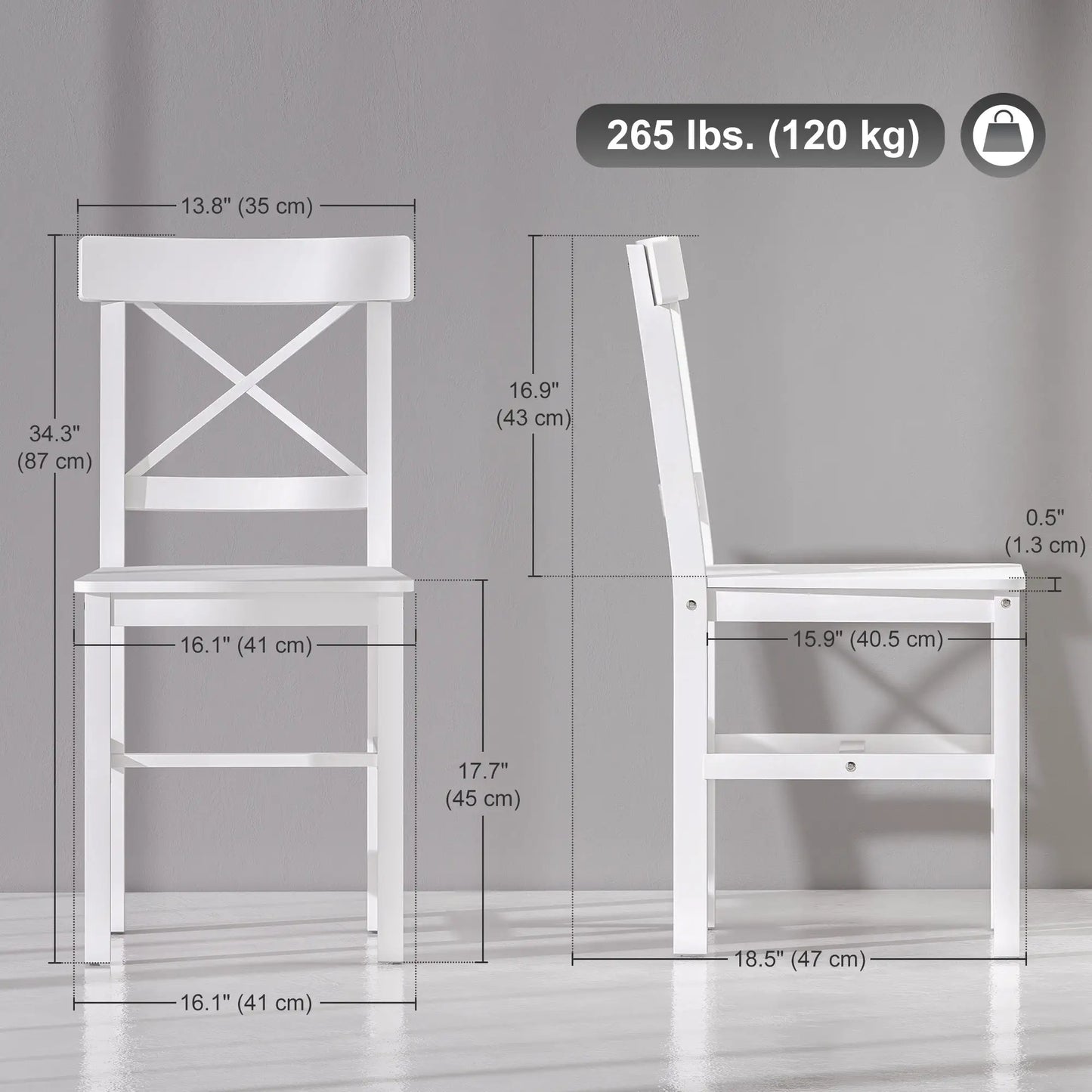 Wooden Dining Chairs Set of 2, Cross Back, White Dining Chairs at Gallery Canada