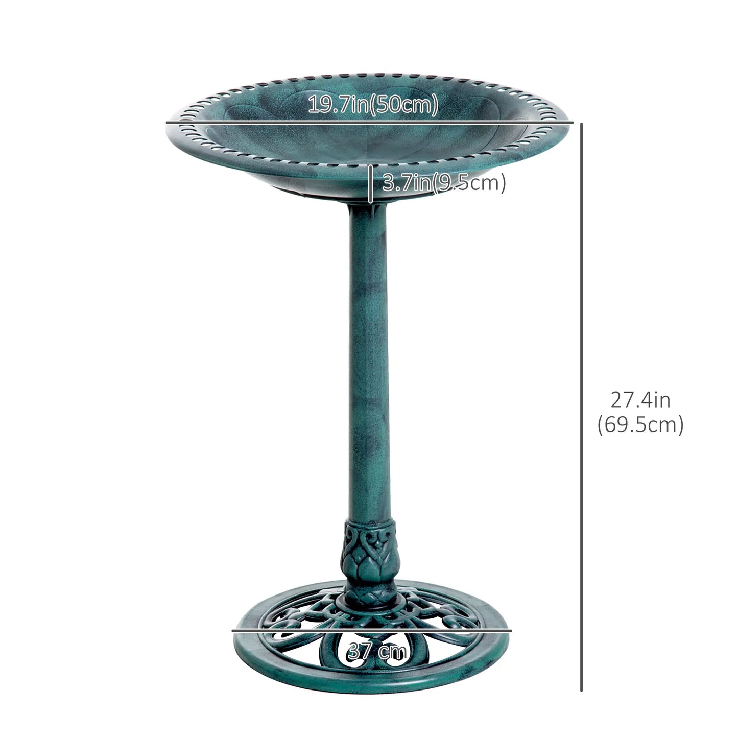 27'' Outdoor Resin Bird Bath, Fleur De Lis Pattern, Time-Worn Finish Garden Decor at Gallery Canada