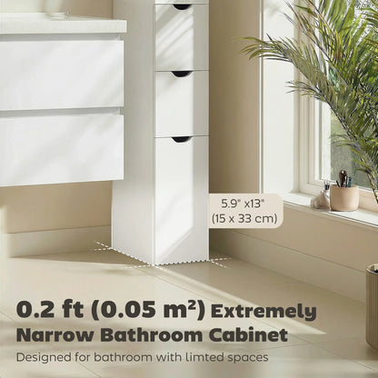 Tall Narrow Bathroom Storage Cabinet, Drawers and Open Shelves, White Bathroom Cabinets at Gallery Canada