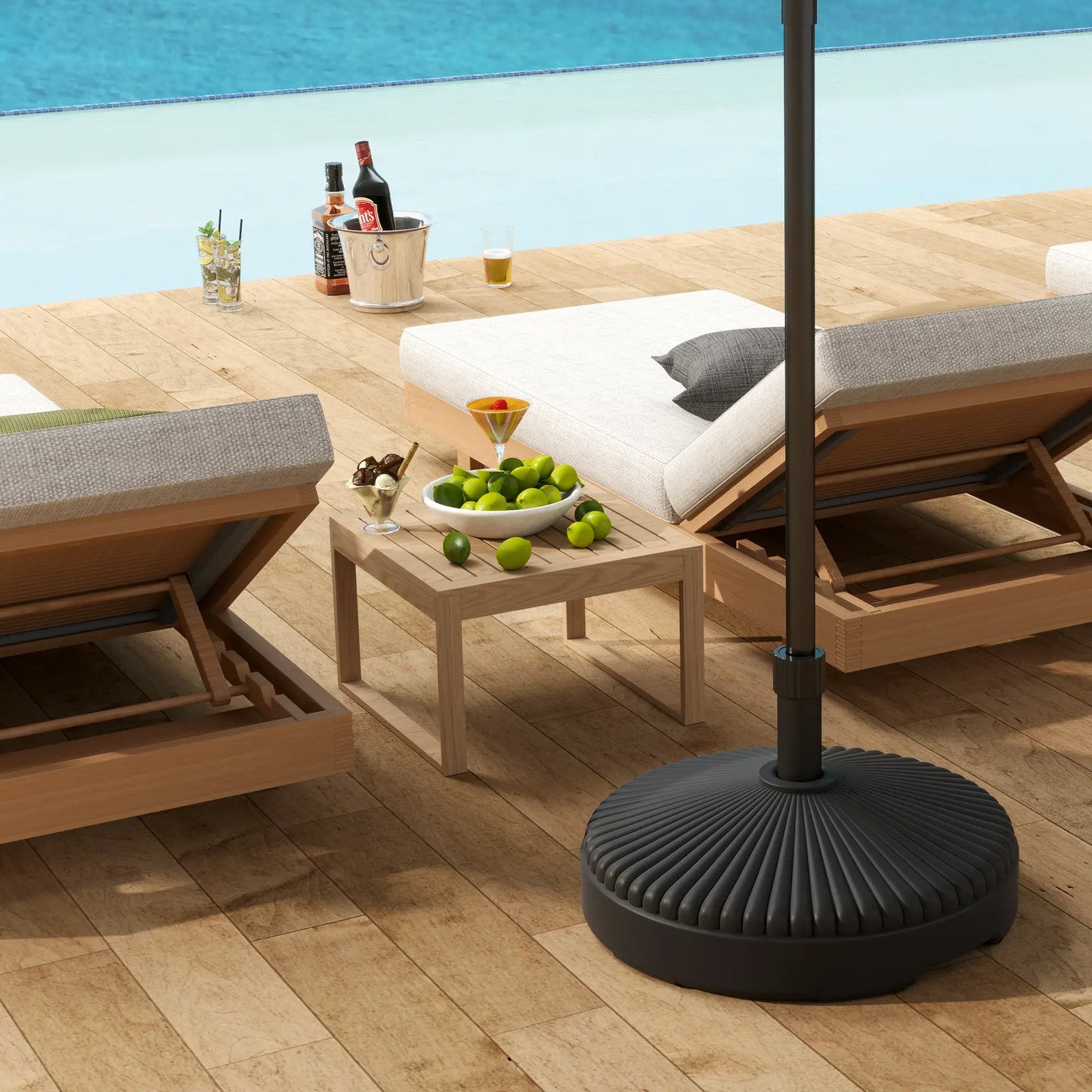 Round Plastic Patio Umbrella Base, 62lbs Sand or 51lbs Water, Black Umbrella Bases at Gallery Canada