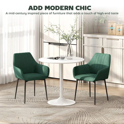 Upholstered Dining Chairs Set of 2, Linen Fabric, Metal Legs, Dark Green Dining Chairs at Gallery Canada