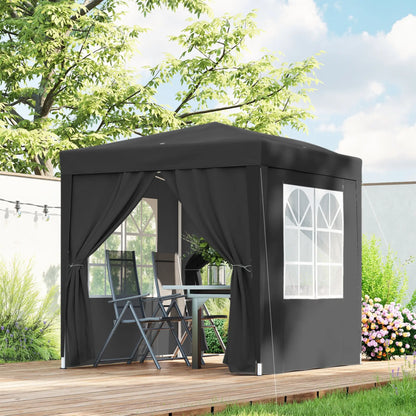 6.6'x6.6' Pop Up Canopy Tent, Instant Sun Shelter Gazebo, Black Pop Up Canopies at Gallery Canada