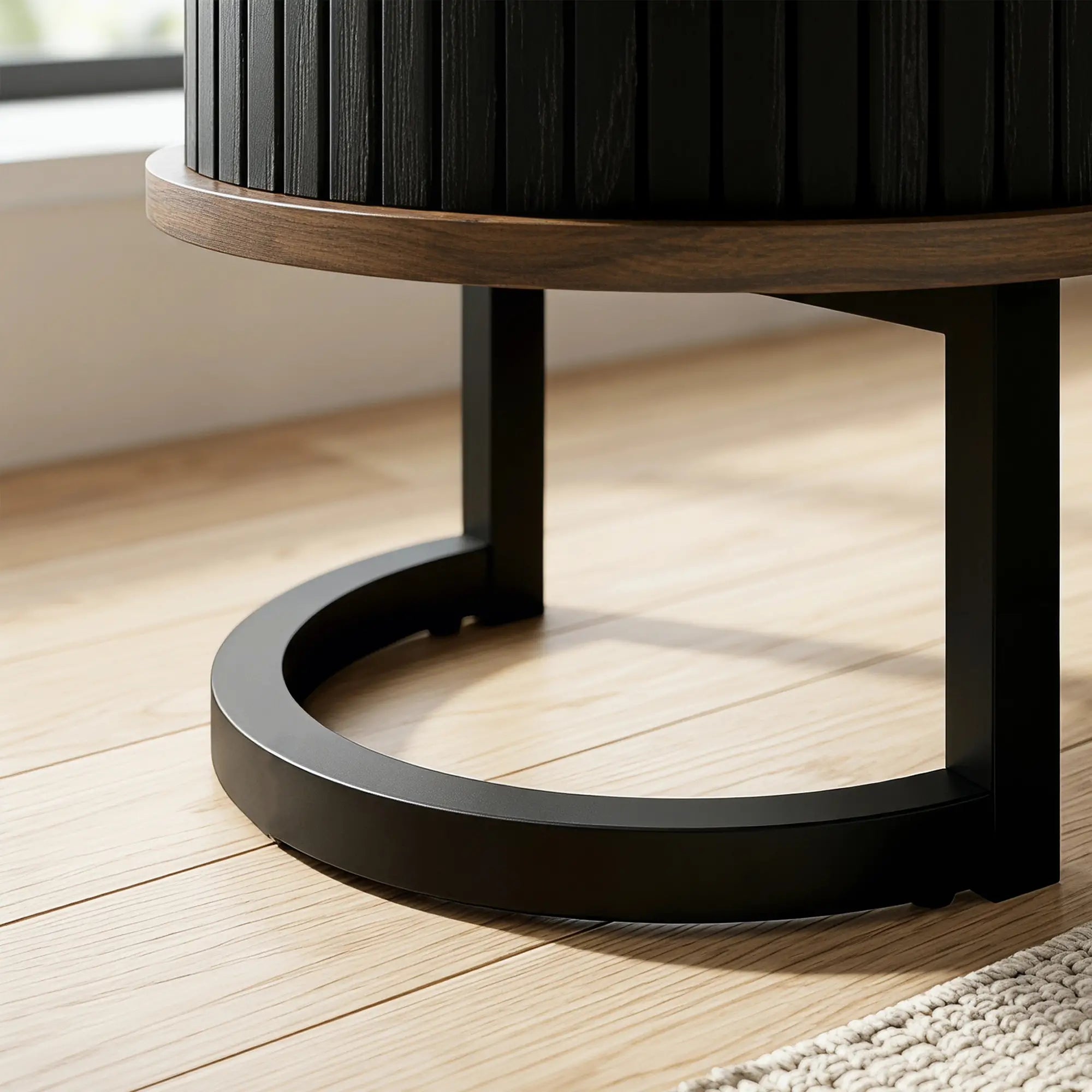 Sideboard Buffet Cabinet with Curved Tambour Doors, Brown/Black Storage Cabinets at Gallery Canada