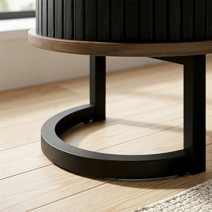 Sideboard Buffet Cabinet with Curved Tambour Doors, Brown/Black Storage Cabinets at Gallery Canada