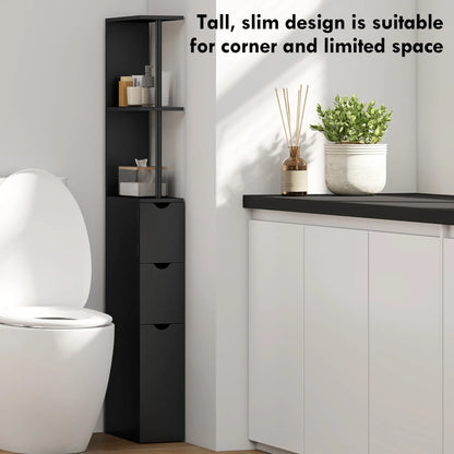 Tall Narrow Bathroom Storage Cabinet, Drawers and Shelves, Black Bathroom Cabinets at Gallery Canada