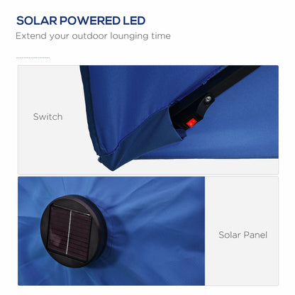 6' x 10' Rectangular Patio Umbrella, 22 LED Solar Lights, Tilt, Crank, Dark Blue Sun Umbrellas at Gallery Canada