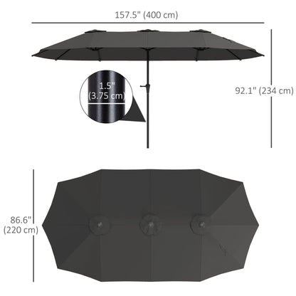 13ft Double-Sided Patio Umbrella with Crank Handle, for Poolside, Deck, Garden, Dark Grey Double-sided Umbrellas at Gallery Canada