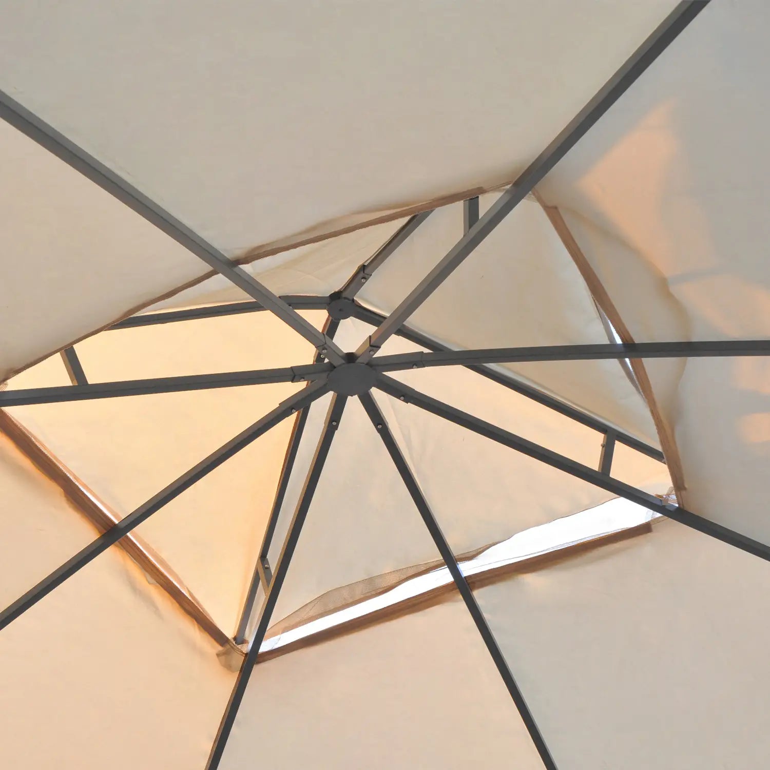 10' x 10' Steel Outdoor Gazebo, Removable Mesh Curtains, Beige Gazebos at Gallery Canada