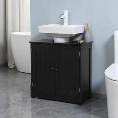Under Sink Bathroom Cabinet, 2 Doors with Shelf, Black Bathroom Cabinets at Gallery Canada