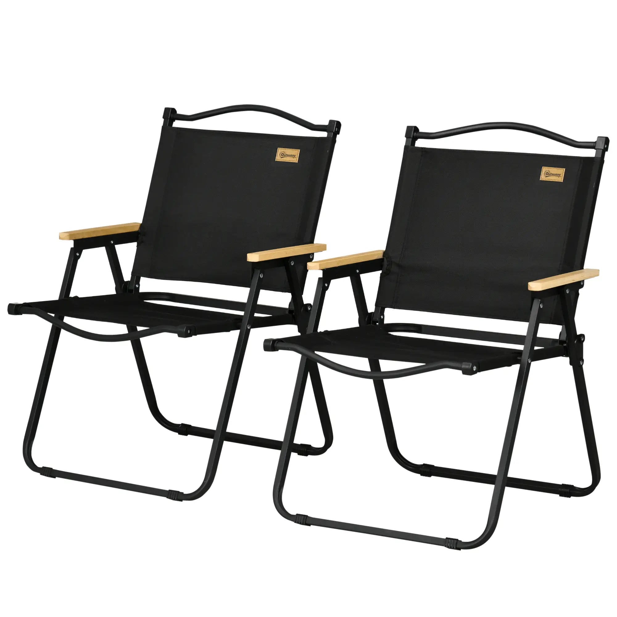 Set Of 2 Lightweight Folding Camping Chairs, Portable Armchairs, Black Picnic Tables & Camping Chairs Black at Gallery Canada