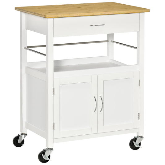 Kitchen Cart, Utility Trolley, Small Island with Drawer, White Kitchen Islands & Kitchen Carts White at Gallery Canada