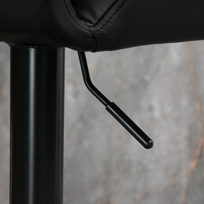 Swivel PU Leather Barstools, Set of 2, Adjustable with Footrest, Black Bar Stools at Gallery Canada