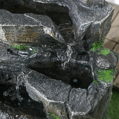 4 Tier Cascading Water Fountain with LED Lights, Pump, Outdoor Water Fountains at Gallery Canada