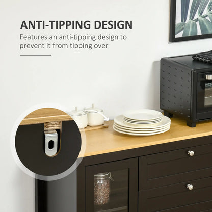 Buffet Cabinet Sideboard, 2 Drawers, 3 Storage Cabinets, Glass Doors, Dark Brown Bar Cabinets at Gallery Canada