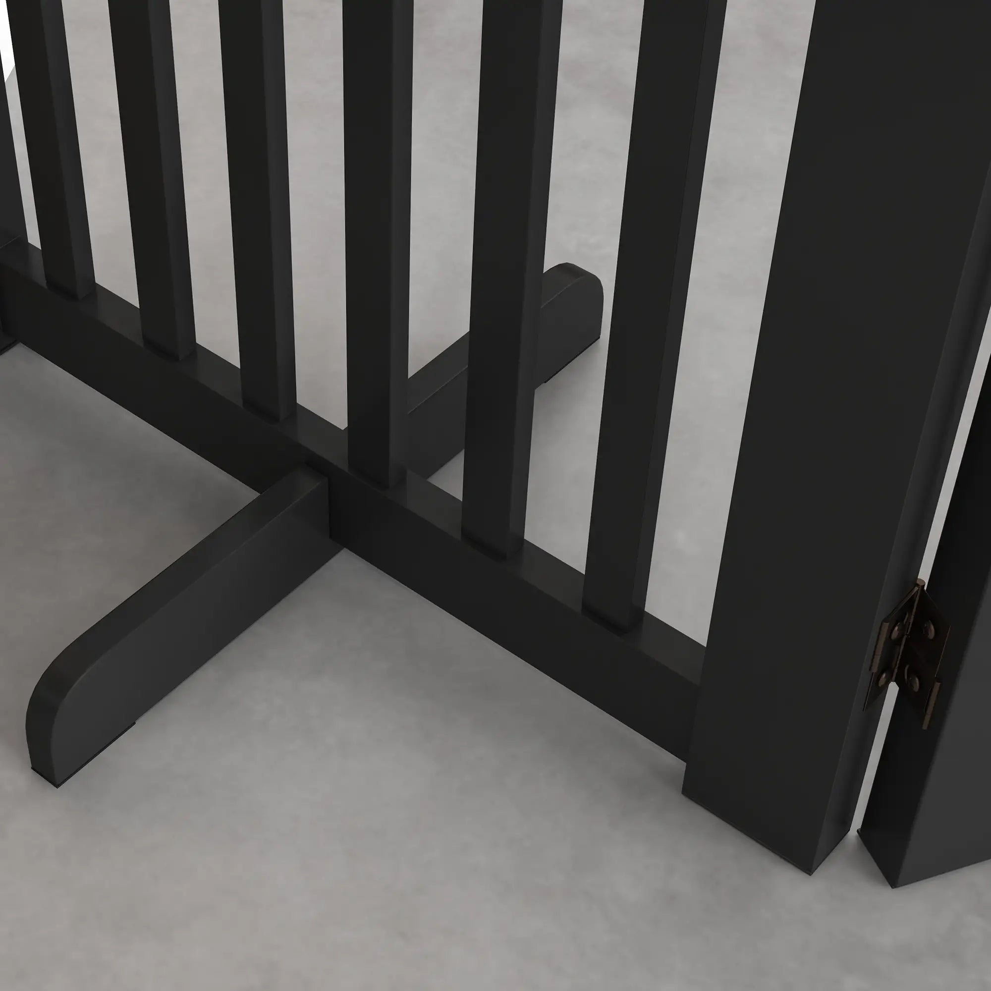 4 Panel Wooden Pet Gate, Free Standing, Open Door, Black Houses, Kennels & Pens at Gallery Canada