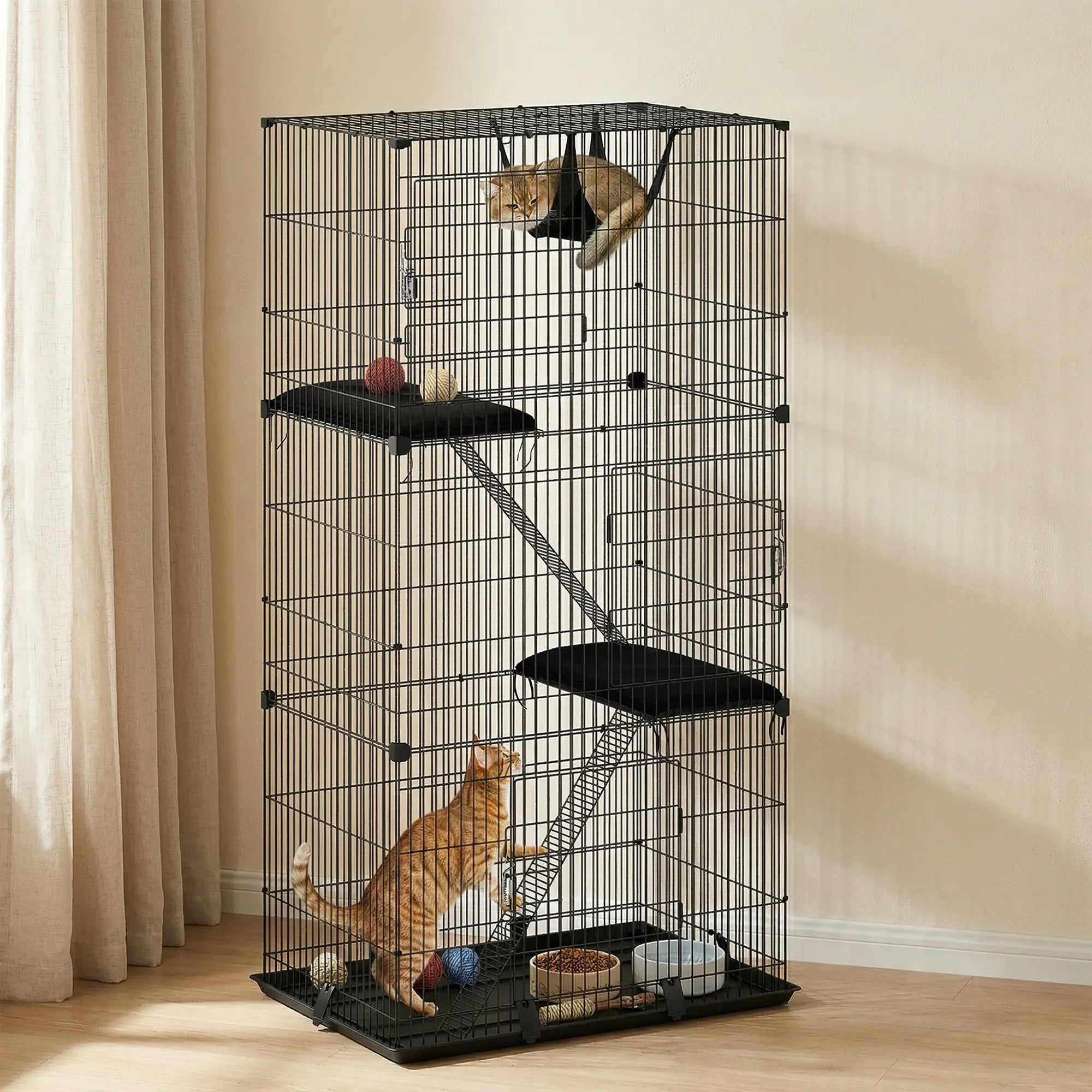 3-Tier Cat Cage Indoor, Detachable Metal Wire Kennel withwith Hammock, Platform, Tray and Cushion for 1-2 Kittens Cat Houses at Gallery Canada