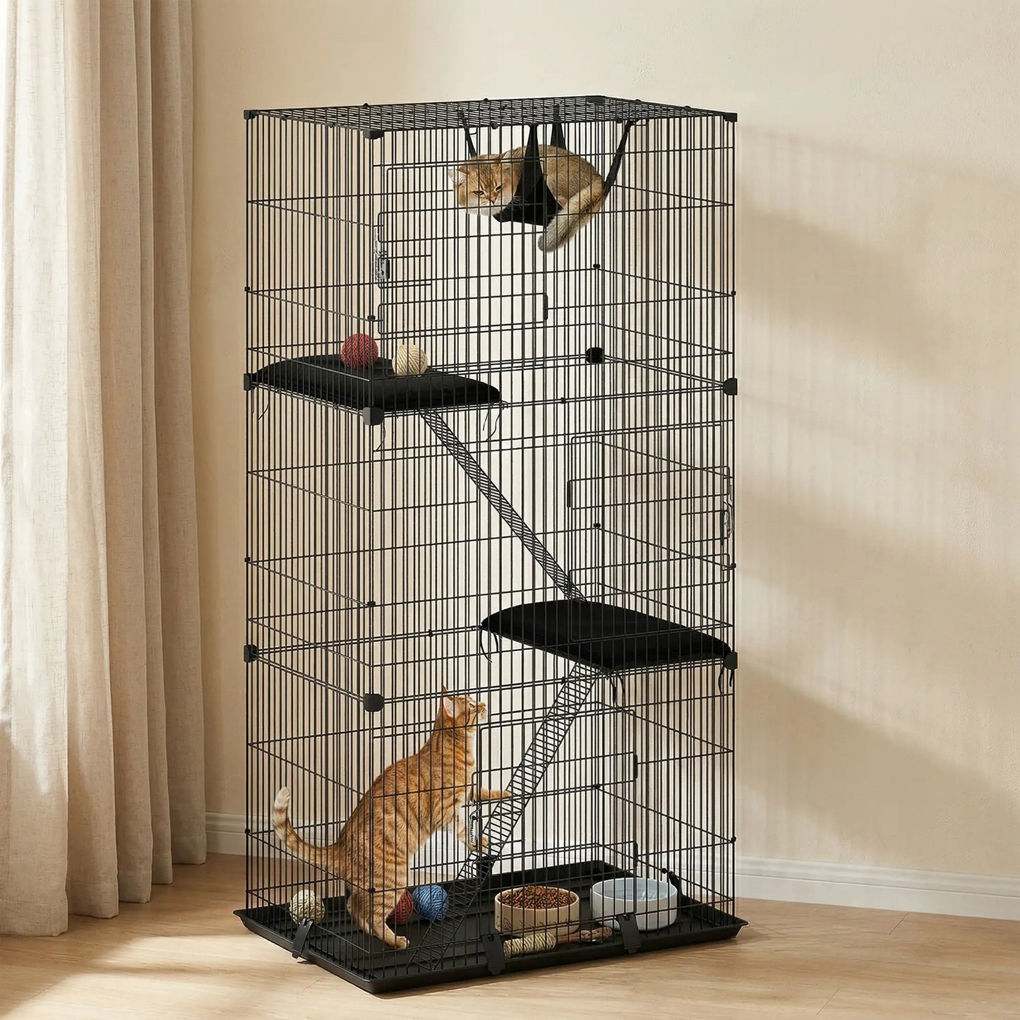3-Tier Cat Cage Indoor, Detachable Metal Wire Kennel withwith Hammock, Platform, Tray and Cushion for 1-2 Kittens Cat Houses at Gallery Canada