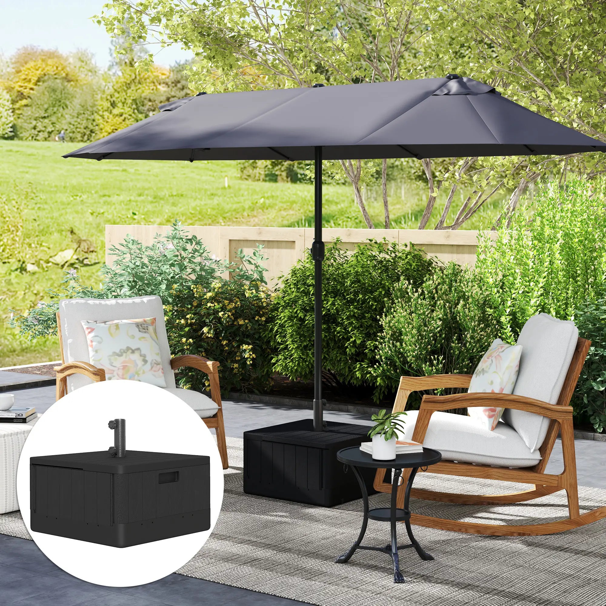 Outdoor Umbrella Base with Wheels, Holds 176lbs Stand or 110lbs Water, Black Umbrella Bases at Gallery Canada