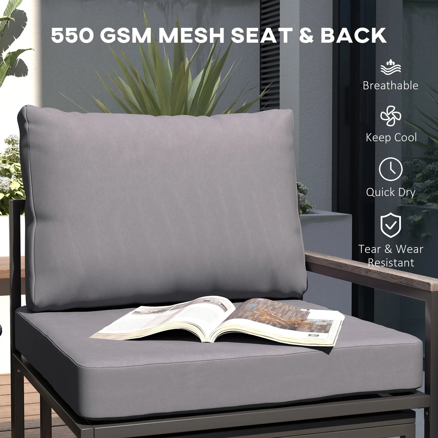 5-Piece Outdoor Patio Furniture Set, Small Sofa with Ottomans, Cushions, Grey Patio Furniture Sets at Gallery Canada