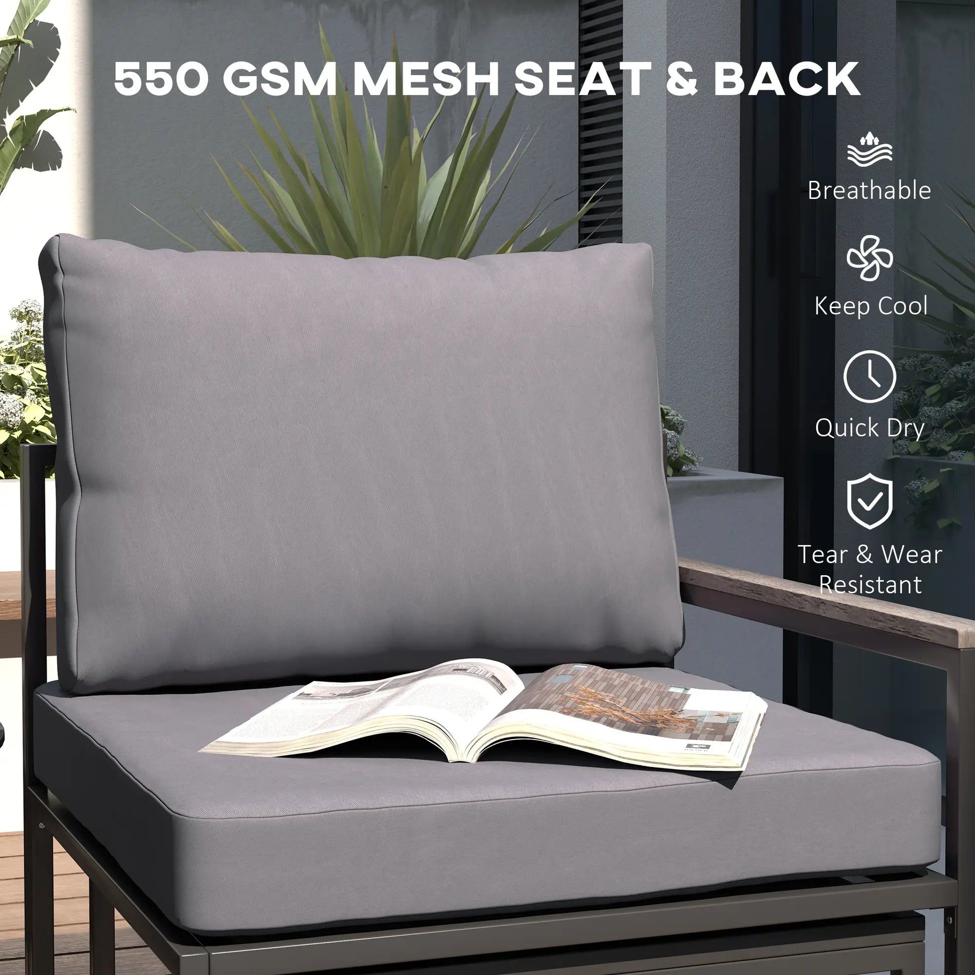 5-Piece Outdoor Patio Furniture Set, Small Sofa with Ottomans, Cushions, Grey Patio Furniture Sets at Gallery Canada