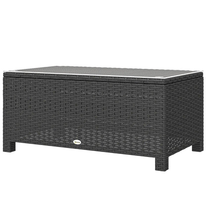 PE Wicker Outdoor Coffee Table, Glass Top, Dark Grey Patio Dining Tables Dark Grey at Gallery Canada