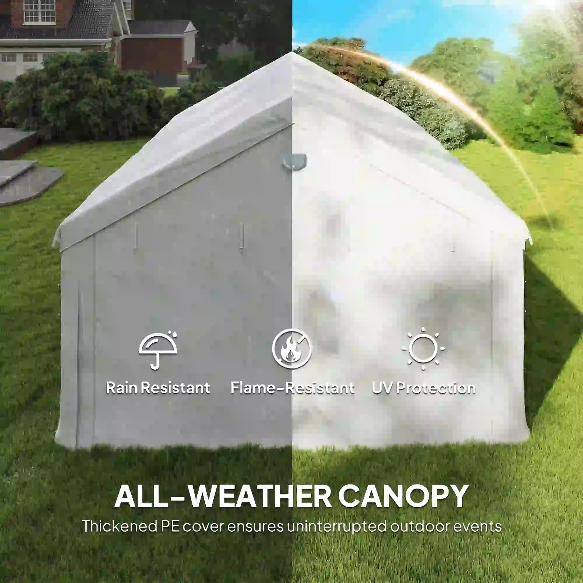 20' x 13' Party Tent, Heavy Duty Gazebo Canopy With Windows, White Canopy Tents at Gallery Canada