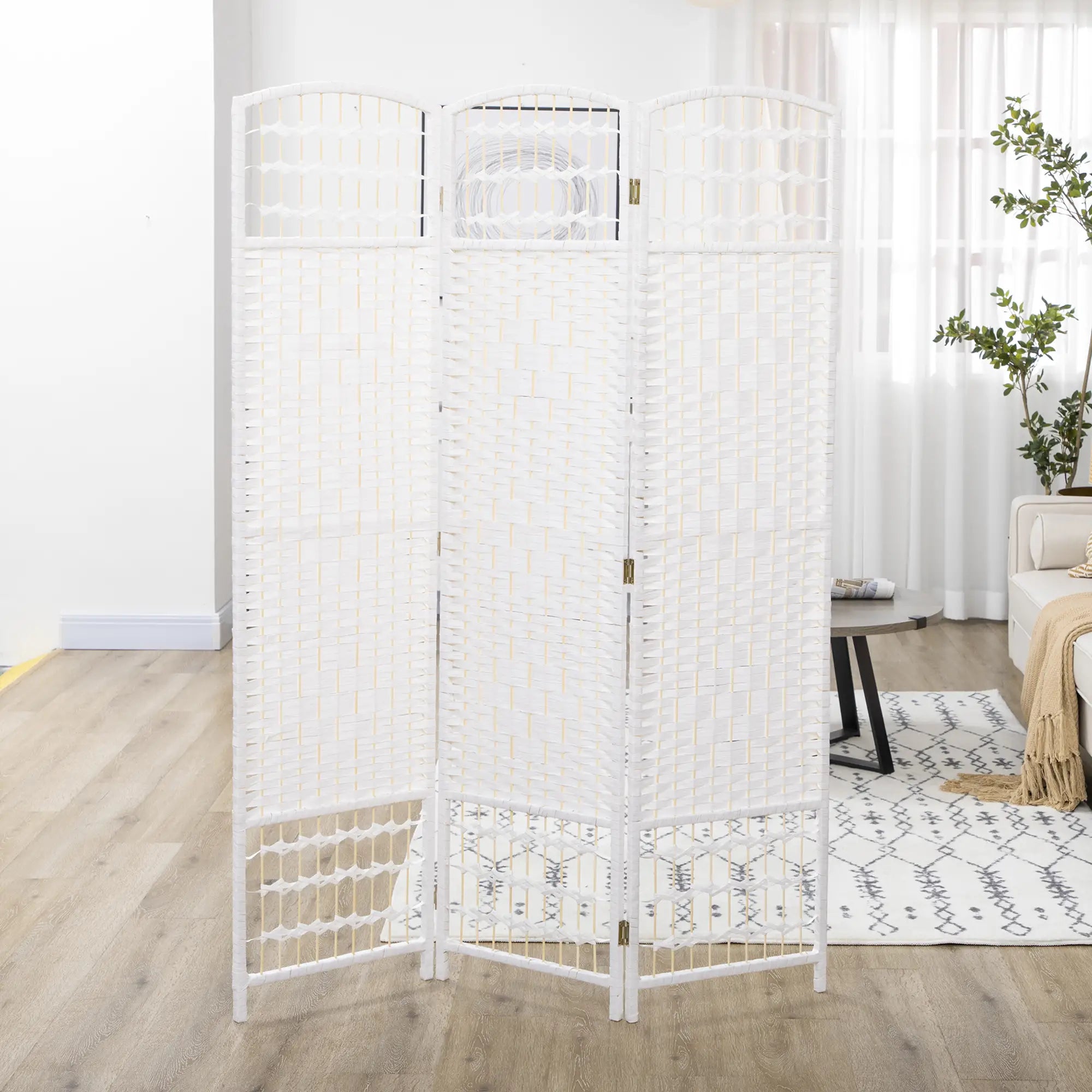 3 Panel Folding Room Divider, Portable Privacy Screen, White Room Dividers at Gallery Canada