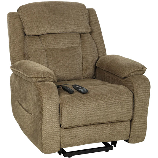Power Recliner Chair, Massage, Electric Lift, 2 Memory Positions, Brown Electric Power Lift Chairs Brown at Gallery Canada
