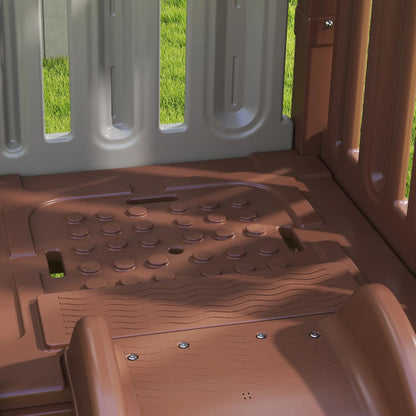 4-in-1 Kids Swing Set with Slide, Fort, Ladder, Stakes, Ages 3-8, Brown Gym Sets & Swings at Gallery Canada