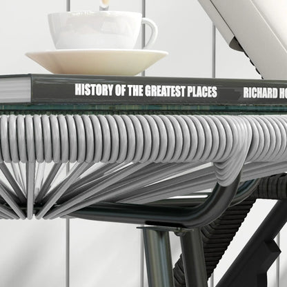 Round Rattan Side Table, Outdoor, PE Rattan, Tempered Glass Top, Grey