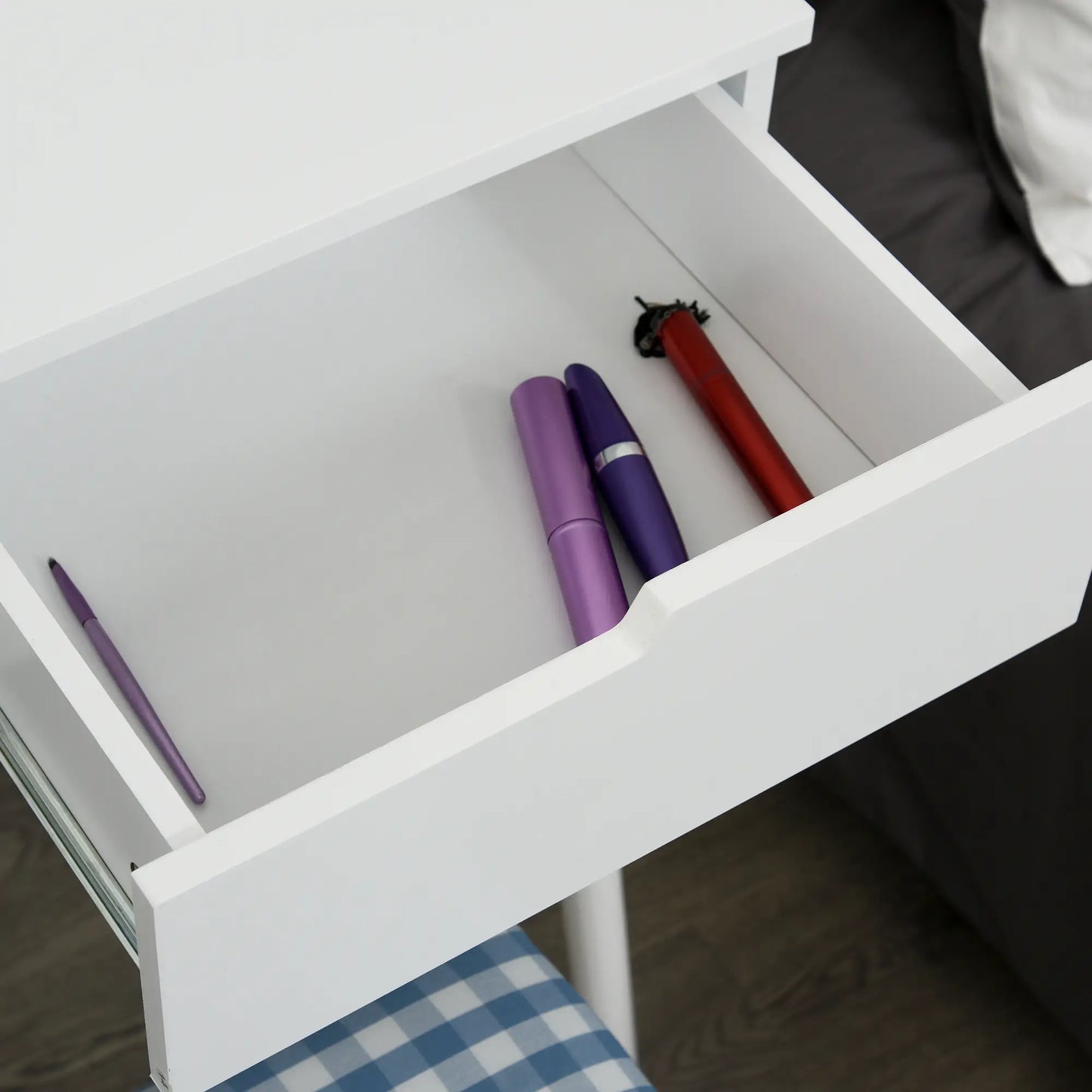 Makeup Vanity Desk, Round Mirror, 2 Drawers, Cushioned Stool, White Dressing & Vanity Tables at Gallery Canada