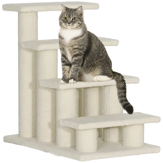 23.5" 4 Tier Pet Stairs, Dog Cat Step, Cream White Cat Stairs Cream at Gallery Canada
